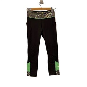 lululemon Run: Inspire Crop Black Green Floral Size 4